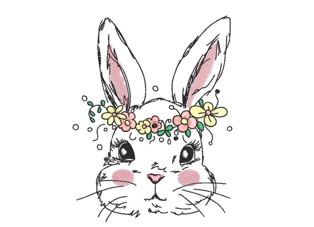 Easter Floral Bunny Embroidery Design, 3 sizes Embroidery/Applique DESIGNS Nino Nadaraia 