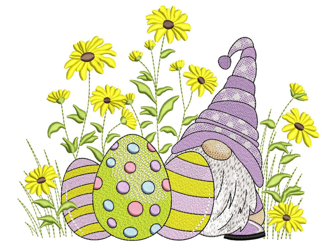Easter Floral Gnome Embroidery Design, 4 sizes, Instant Download Embroidery/Applique DESIGNS Nino Nadaraia 
