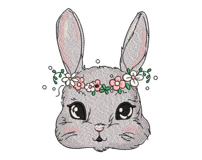 Easter Floral Rabbit Embroidery Design, 3 sizes Embroidery/Applique DESIGNS Nino Nadaraia 
