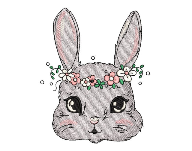 Easter Floral Rabbit Embroidery Design, 3 sizes Embroidery/Applique DESIGNS Nino Nadaraia 