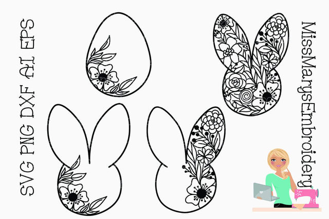 Easter Flower Doodles SVG MissMarysEmbroidery 