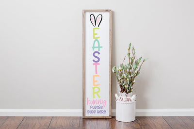 Easter Front Porch Sign - Easter Bunny Please Stop Here SVG - Easter svg, Easter Bunny Stop Here svg, Spring svg SVG Simply Cutz 
