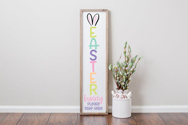 Easter Front Porch Sign - Easter Bunny Please Stop Here SVG - Easter svg, Easter Bunny Stop Here svg, Spring svg SVG Simply Cutz 