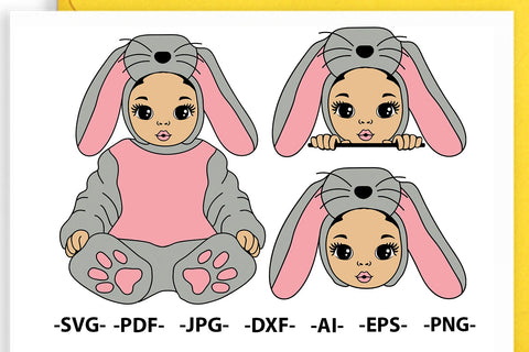 Easter Girl Svg, Girl In Rabbit Costume, Girl Rabbit Hat, Bundle Easter Svg, Bunny Girl, Peekaboo Girl Svg, Easter Afro, 3X Svg files, Png, Dxf, Eps SVG 1uniqueminute 