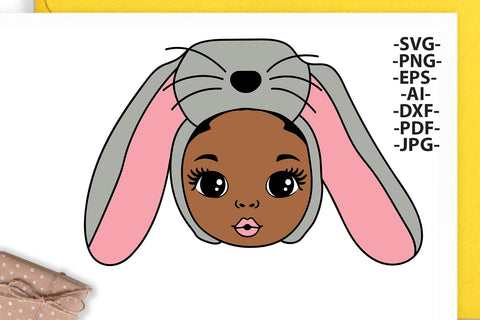Easter Girl Svg, Girl In Rabbit Costume, Rabbit Ears Svg, Easter Bundle Svg, Bunny Girl Svg, Peekaboo Girl Svg, Easter Afro, 3X Svg files, Png, Dxf, Eps SVG 1uniqueminute 