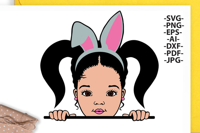 Easter Girl Svg, Rabbit Ears, Bunny Girl, Gift Girl, Rabbit Svg, White Girl Svg, Peekaboo Girl Svg SVG 1uniqueminute 