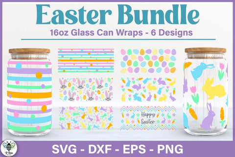 Easter Glass Can SVG Bundle | Easter Libbey Glass Wraps SVG B Renee Design 