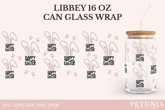 Easter Glass Can Wrap SVG | Libbey Can Glass SVG SVG Petunia Digital Design 