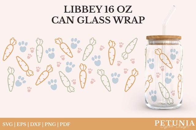 Easter Glass Can Wrap SVG | Libbey Can Glass SVG SVG Petunia Digital Design 