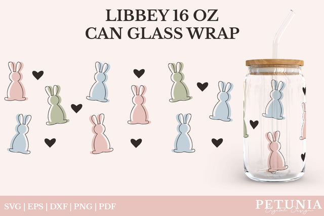 Easter Glass Can Wrap SVG | Libbey Can Glass SVG SVG Petunia Digital Design 