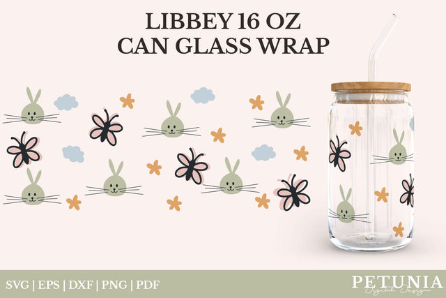 Easter Glass Can Wrap SVG | Libbey Can Glass SVG SVG Petunia Digital Design 