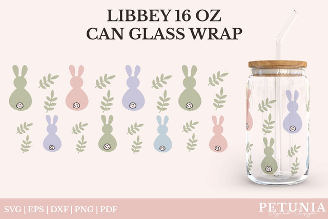 Easter Glass Can Wrap SVG | Libbey Can Glass SVG SVG Petunia Digital Design 