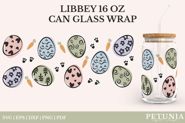 Easter Glass Can Wrap SVG | Libbey Can Glass SVG SVG Petunia Digital Design 