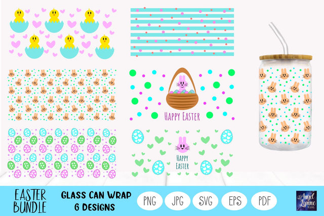 Easter Glass Wrap Bundle | Easter Libbey Glass Wrap Bundle SVG Angel Lynne Designs 