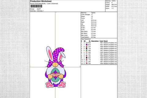 Easter Gnome 1 Embroidery Designs Embroidery/Applique DESIGNS SvgOcean 