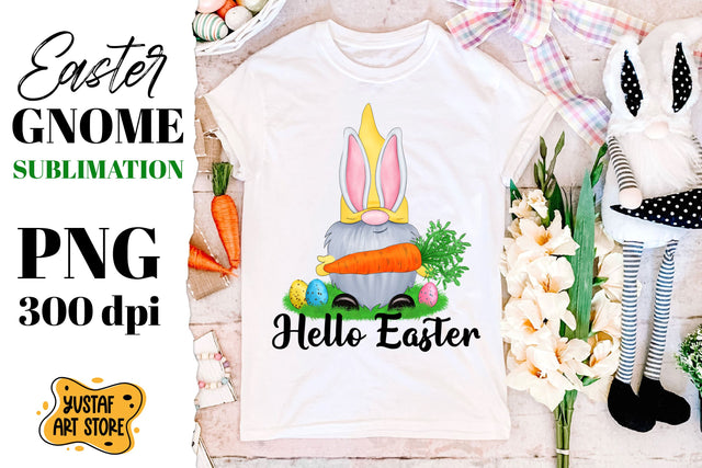 Easter gnome and carrot sublimation design. Hello Easter Sublimation Yustaf Art Store 