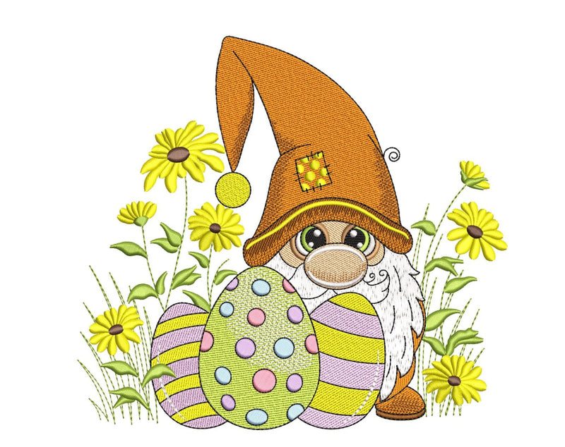 Easter Gnome Embroidery Design, 4 sizes, Instant Download Embroidery/Applique DESIGNS Nino Nadaraia 