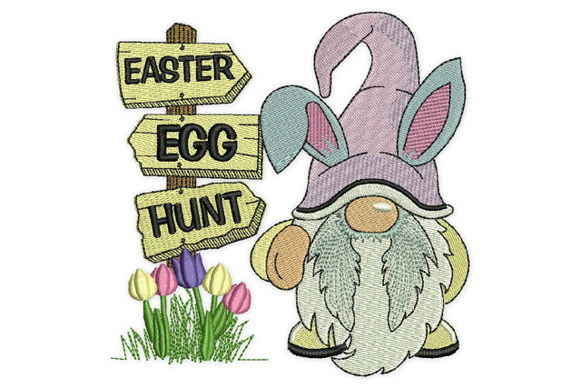 Easter Gnome Embroidery Design, Spring Embroidery Designs, Smile Egg Hunter Floral Flower Positivity Florist Embroidery, Instant Download Embroidery/Applique DESIGNS NextEmbroidery 