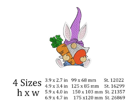 Easter Gnome embroidery designs, holiday embroidery designs, 4 sizes, Instant download Embroidery/Applique DESIGNS ArtEMByNatalia 