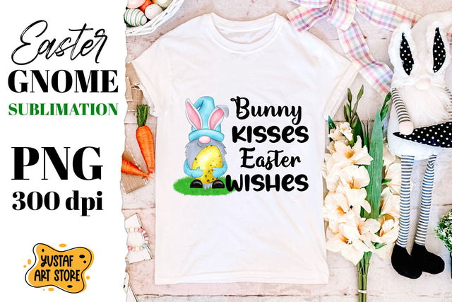 Easter gnome sublimation. Bunny kisses Easter wishes Sublimation Yustaf Art Store 
