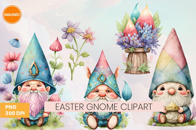 Easter gnome watercolor clipart Sublimation Maumo Designs 
