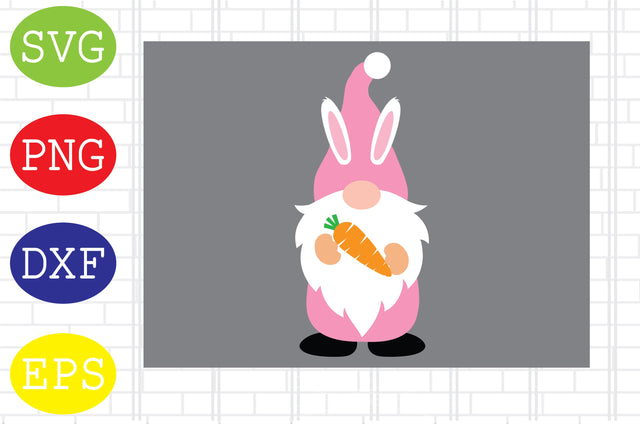 Easter Gnome with Carrot (2) Svg, Easter Bunny Svg, Happy Easter Svg, Png, Eps, Dxf Files SVG DigitalSvgFiles 