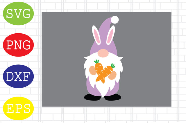 Easter Gnome with Carrot (3) Svg, Easter Bunny Svg, Happy Easter Svg, Png, Eps, Dxf Files SVG DigitalSvgFiles 
