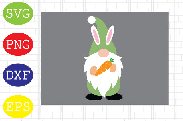 Easter Gnome with Carrot Svg, Easter Bunny Svg, Happy Easter Svg, Png, Eps, Dxf Files SVG DigitalSvgFiles 