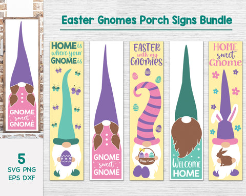 Easter Gnomes Porch Signs Bundle, Vertical Welcome Door Signs SVG Cutting Files, Easter Porch Signs Svg SVG SvgMonkeys 