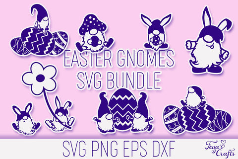 Easter Gnomes SVG Files Bundle SVG Feya's Fonts and Crafts 