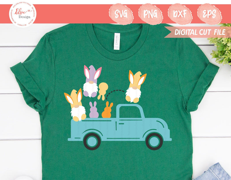Easter Gnomes With Truck - SVG, PNG, DXF, EPS SVG Elsie Loves Design 