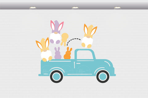 Easter Gnomes With Truck - SVG, PNG, DXF, EPS SVG Elsie Loves Design 