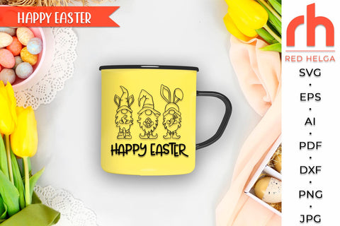 Easter Gnomies SVG, Happy Easter DXF, Spring Window Cut File, Seasonal Decor SVG RedHelgaArt 