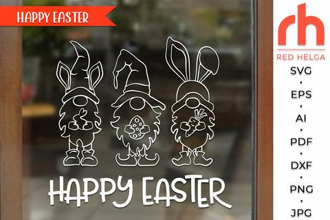 Easter Gnomies SVG, Happy Easter DXF, Spring Window Cut File, Seasonal Decor SVG RedHelgaArt 
