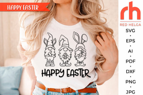 Easter Gnomies SVG, Happy Easter DXF, Spring Window Cut File, Seasonal Decor SVG RedHelgaArt 