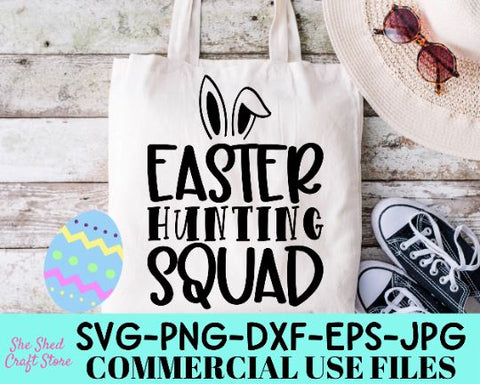 Easter Hunting Squad SVG, Kids Easter Shirt, Easter Bunny Ears SVG She Shed Craft Store 