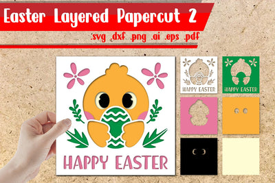 Easter Layered Papercut 2 - svg eps ai png pdf 3D Paper zafrans studio 