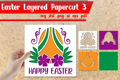 Easter Layered Papercut 3 - svg eps ai png pdf 3D Paper zafrans studio 