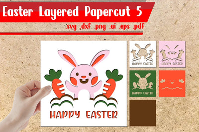 Easter Layered Papercut 5 - svg dxf eps ai png pdf 3D Paper zafrans studio 