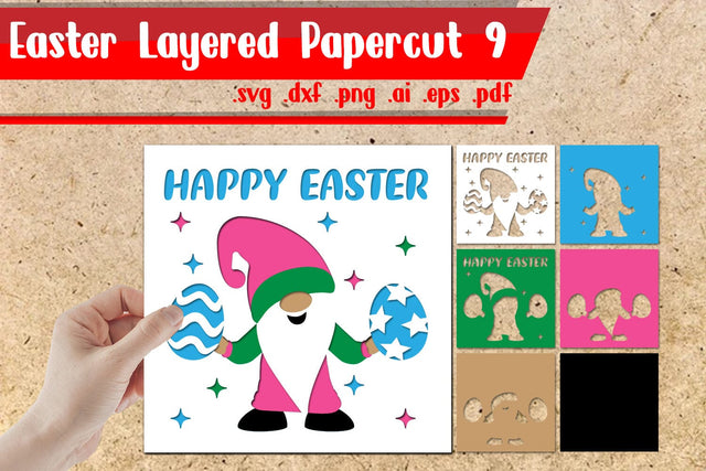 Easter Layered Papercut 9 - svg eps ai png pdf 3D Paper zafrans studio 