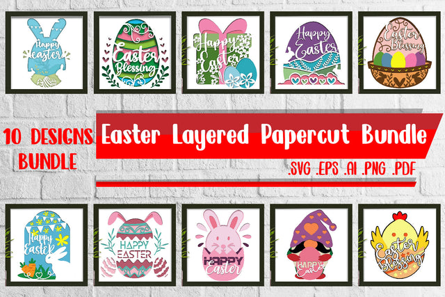 Easter Layered Papercut BUNDLE svg eps png ai pdf 3D Paper zafrans studio 
