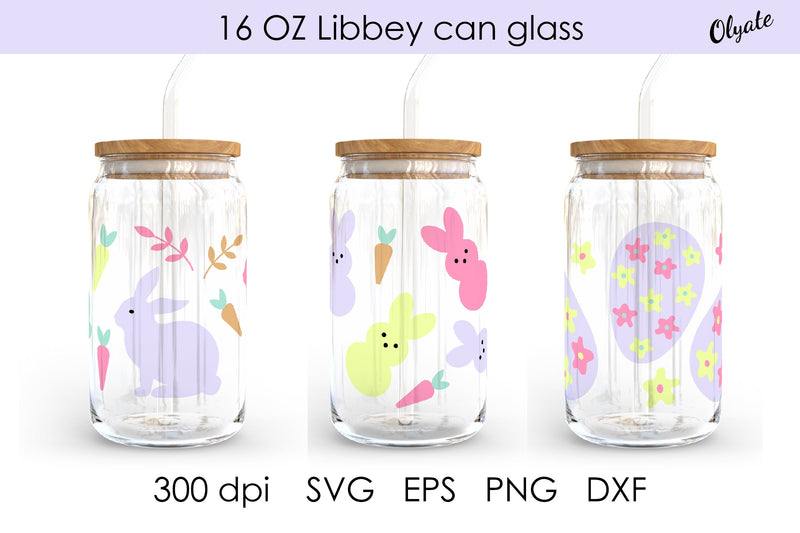 Easter Libbey Can Glass 16 OZ Wrap. Bunny SVG. Egg SVG - So Fontsy