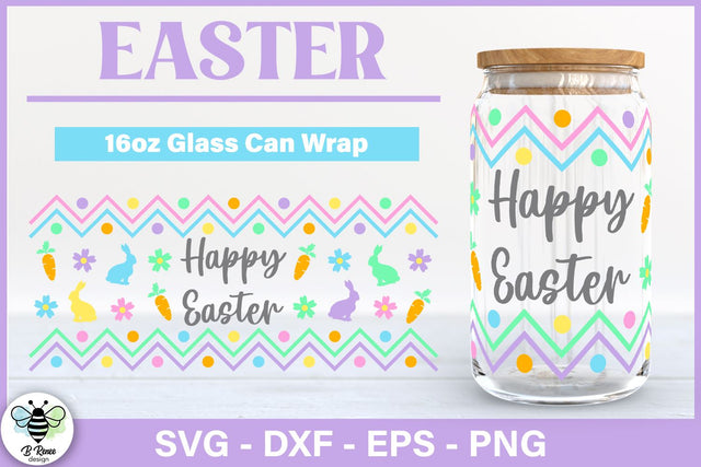 Easter Libbey Glass Can Wrap | Happy Easter SVG SVG B Renee Design 