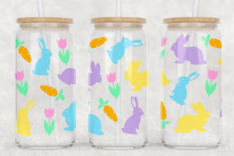 Easter Libbey Glass SVG | Bunny Wrap for 16oz Glass Can SVG B Renee Design 