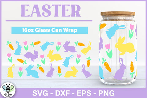 Easter Libbey Glass SVG | Bunny Wrap for 16oz Glass Can SVG B Renee Design 