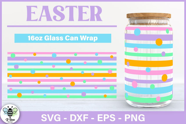 Easter Libbey Glass SVG | Stripes and Polka Dots Wrap SVG B Renee Design 