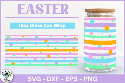 Easter Libbey Glass SVG | Stripes and Polka Dots Wrap SVG B Renee Design 