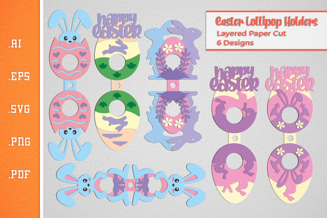 Easter Lollipop Holders - Layered SVG Paper Cut SVG Slim Studio 