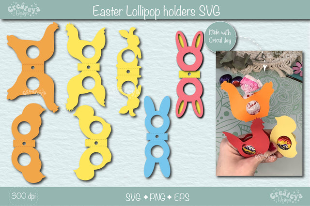 Easter Lollipop Holders Svg| Easter Candy Holders SVG| Easter egg holder svg| Easter Treat| Easter favor SVG Createya Design 