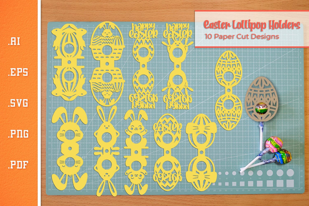 Easter Lollipop Holders SVG Paper Cut Files So Fontsy